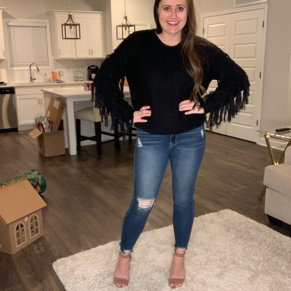 Black Fringe Sweater - Picture 3 of 3
